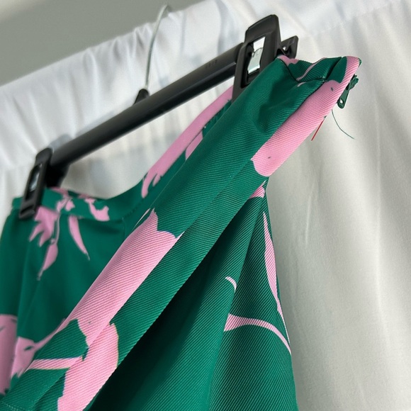 Beautiful High Rise Wide Leg Pink Green Pants Side Zipper Size 6 H&M Floral - Picture 4 of 9